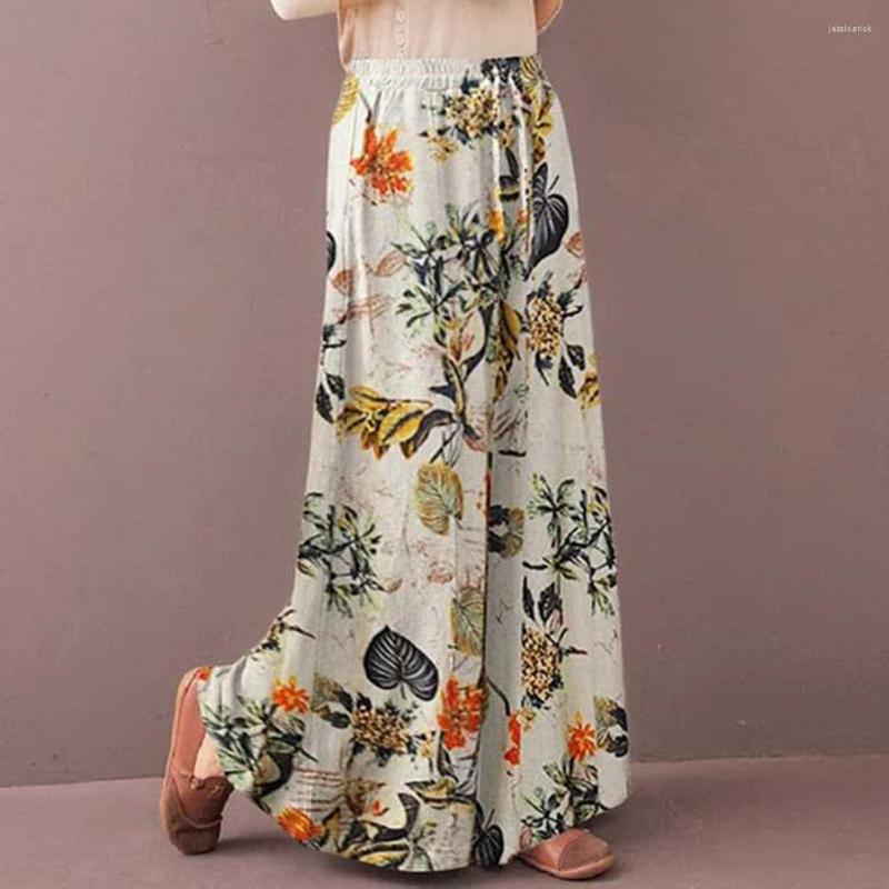 

Women's Pants Retro Casual Lightweight Woman Loose Fit Comfy Flower Print, Red