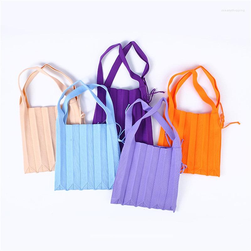 

Evening Bags Small Chic Women Summer Handbag Knitting Pleated Shoulder Korean Style Drawstring Shopping Girls Weave Bag, Green