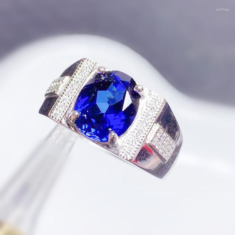 

Cluster Rings Men Ring Blue Sapphire 925 Sterling Silver 8 10mm 3.2ct Gemstone For Or Women Fine Jewelry J22892