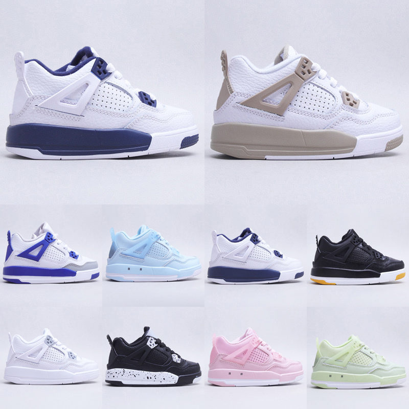 

Jumpman 4 4s Kids Basketball Shoes Raptors Bred Tattoo Tinker Black Cement Motorsports Pink Cool Grey Fire Red Big Kids Youth Boys Sport Children Sneakers size 25-35, As photo 2