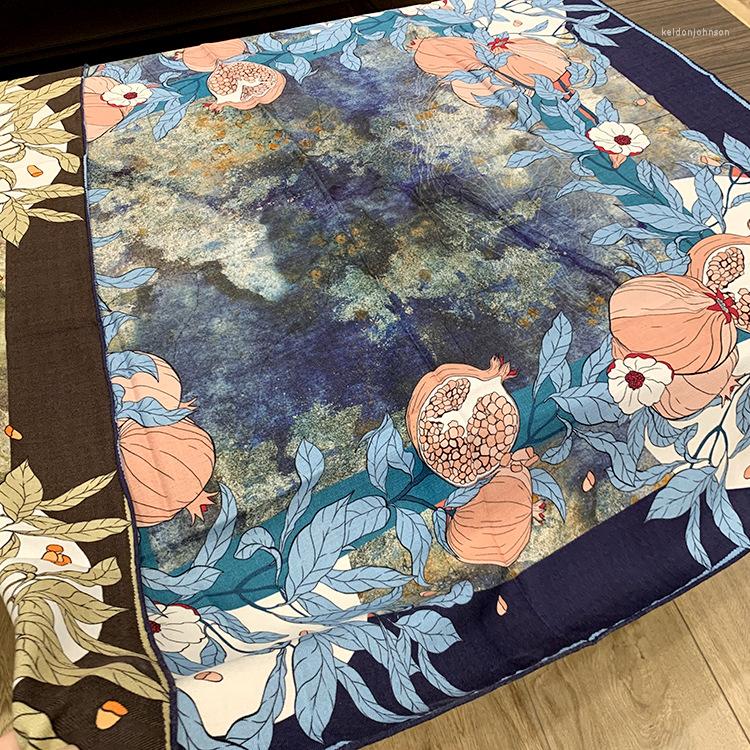 

Scarves Punica Granatum Double-Sided Digital Printing Process Thickened Multi Shawl 70% Cashmere 30% Silk Scarf Muffler By Hand KSR14