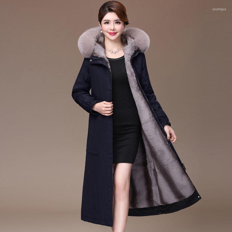 

Women's Fur Women Winter Parkas 2022 Female Premium Quality Overcoat Thicken Fashion Coat Imitate Collar Long Jacket A576, Black