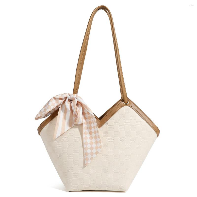 

Evening Bags For Women All-match Underarm Bag Contrast Color Large-capacity Handbag Commuter Shoulder, Brown white