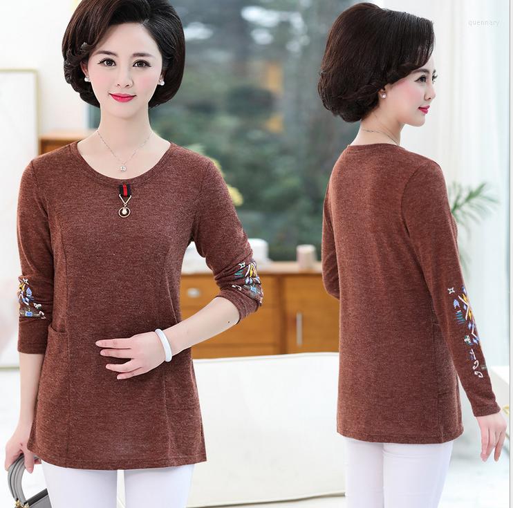 

Women's T Shirts T-Shirts For Women Middle-Aged Casual Top Long-Sleeved Loose Plus Size Xl-5xl Pullover Female T-Shirt T419, Red