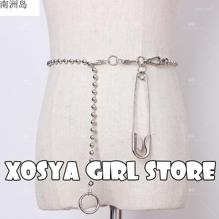 

Belts Concave Shape Self-made Original Personality Pin Chain Fashion With Metal Waist Male And Female Trousers, Silver