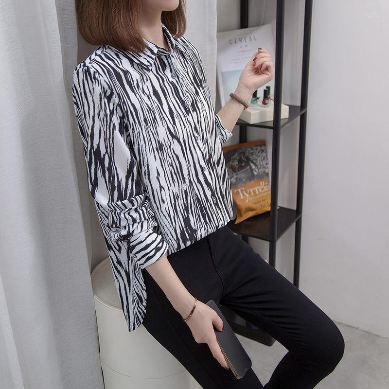 

Women's Blouses 2022 Early Autumn Tops Women's Chic Streetwear Chiffon Fashion Versatile Design Long Sleeve Shirt And Blouse M392, Black