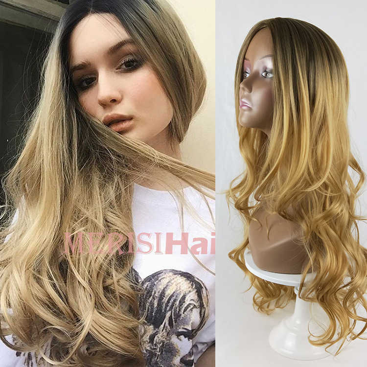 

Women's Hair Wigs Lace Synthetic Wig Fashion Gradient Color Long Curly Hair ffy Big Wave Chemical Fiber Headgear Female, Black gradient flax