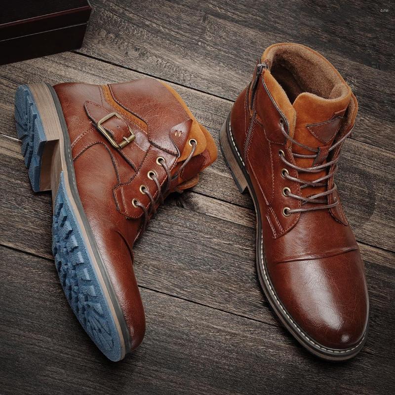 

Boots Retro Men Comfortable Fashion Casual Leather #AL601C4, Blue 626