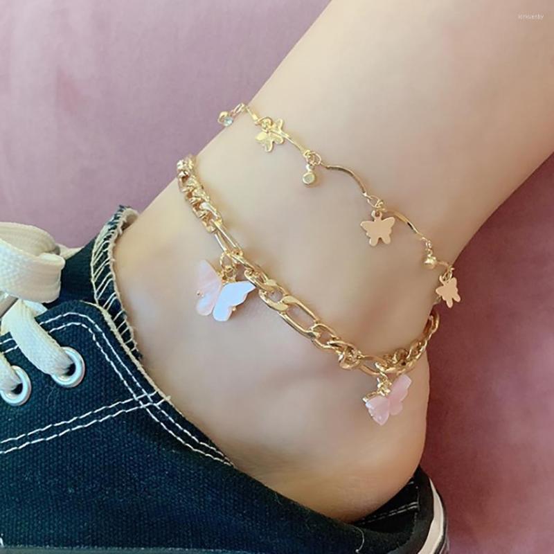 

Anklets Layered Butterfly Anklet Fashion Creative Ankle Bracelet Foot Chain Bohemia Pendant Charm For Women
