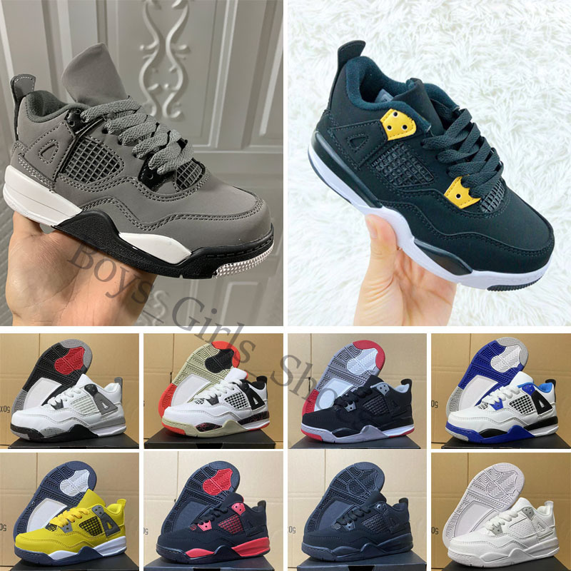 

Jumpm 4 Canyon Purple Kids Basketball Shoes For Sale Red Thunder Sail Black Cat 4s White Oreo Pure Money Purple Cool Grey Motorsports Children Sneakers, Without box
