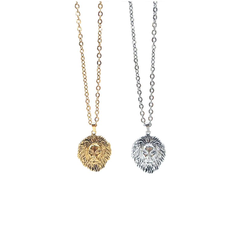 

Fashion lion head pendant necklaces vintage punk stainless steel sweater chain necklaces jewelry wholesale