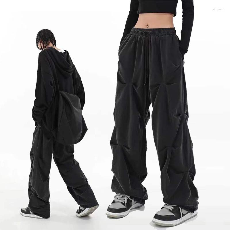 

Men' Pants Design Black Ruffles Cargo Adult Loose Wide Leg Hip Hop Trousers Drawstring Straight Pantalones Sweatpants