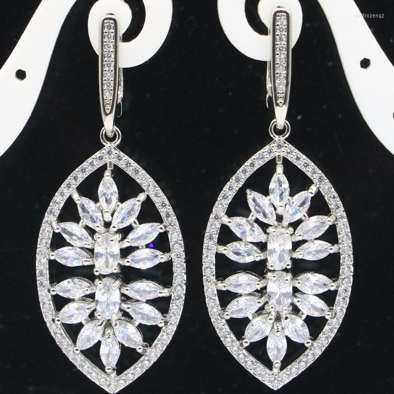 

Stud Earrings 48x19mm 2022 Arrival White Sapphire CZ Engagement Ladies 925 Silver