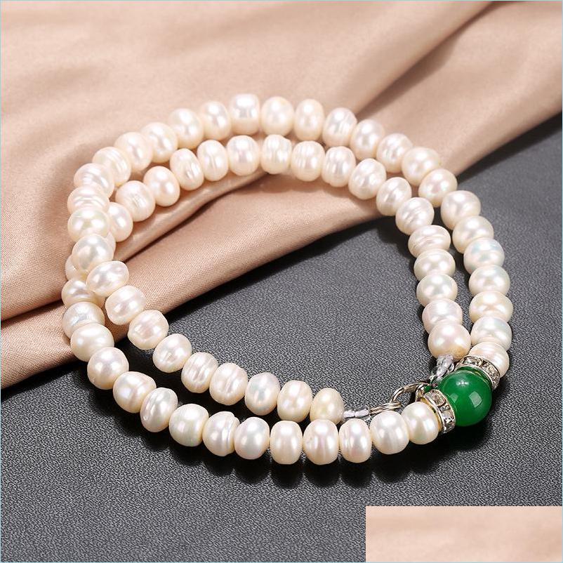 

Beaded Necklaces Beautif Freshwater Pearl Necklace For Women 78Mm White With Agate Fashion Jewelry Gifts Wholesale 6 Pcs/Lot Drop De Dhcxz