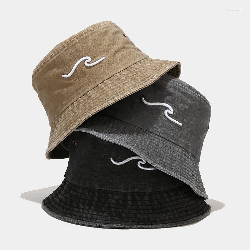 

Wide Brim Hats Unisex Cotton Bucket Women Summer Sunscreen Sun Hat Men Embroidery Fedoras Outdoor Casual Beach SHT022