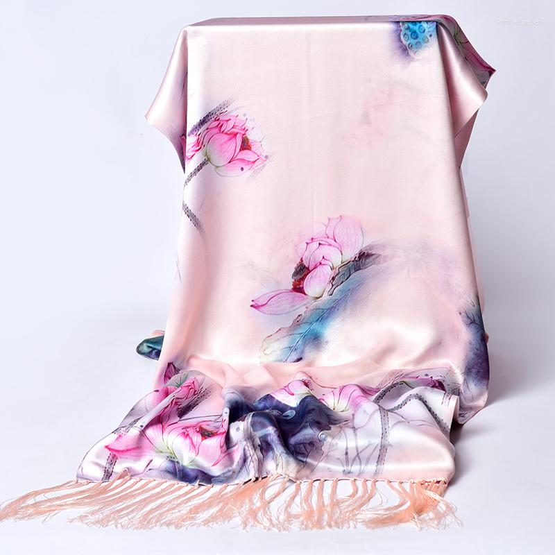 

Scarves Real Silk Scarf Women Brand 2022 Hangzhou Natural Echarpe Wraps Shawl For Ladies Foulard Femme Pure Long