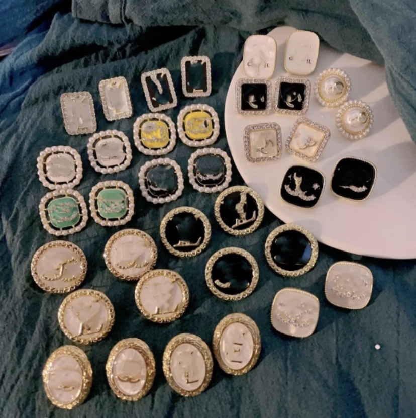 

23ss 20color Mixed Style Women Brand Designer Letter Stud 925 Silver Luxury Earrings Lady Geometric Round Crystal Rhinestone Pearl Wedding Jewelry Gift