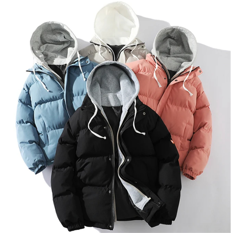 

Men' Down Parkas Winter Warm Jacket Men Thicken Hooded Coat Casual Cotton Zipper Coats Women Tops 221014, Blue