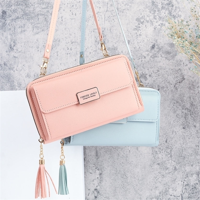 

Evening Bags Women Shoulder Strap Multifunction Long Wallet Fashion Tassel Hand Hasp Card Holder Ladies Small Crossbody Cell Phone 221114