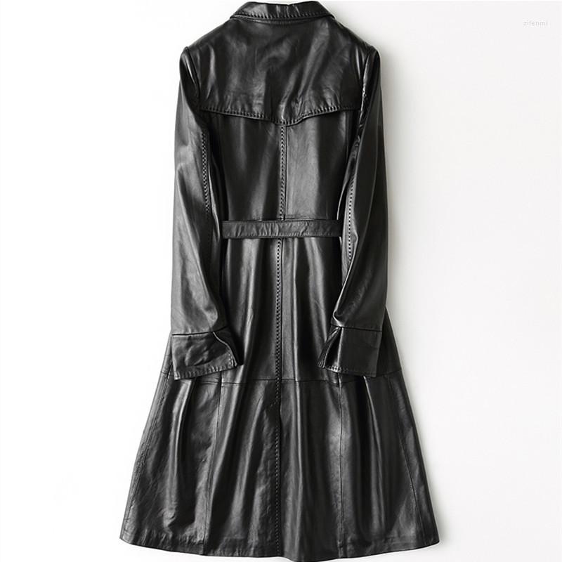 

Women's Leather Women Genuine Jacket Luxury Real Montone Spring Autumn Natural Sheepskin Coat Female 2022 LWL1447, Black