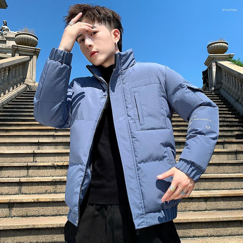 

Men's Down 2022 Winter Jacket Men Casual Loose Thicken Warm Mens Parkas Solid Stand Collar Coat Man, 5033 dark gray