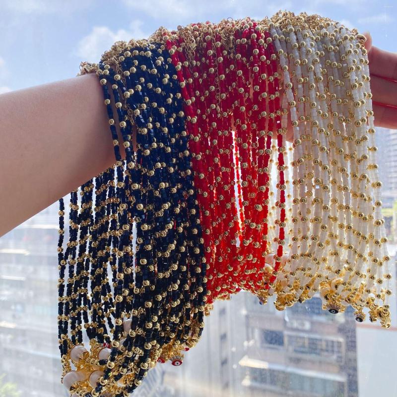 

Chains 5Pcs Vintage Designer Handmade Freshwater Pearl Seed Beaded Colorful Eye Necklace Boho Jewelry For Women