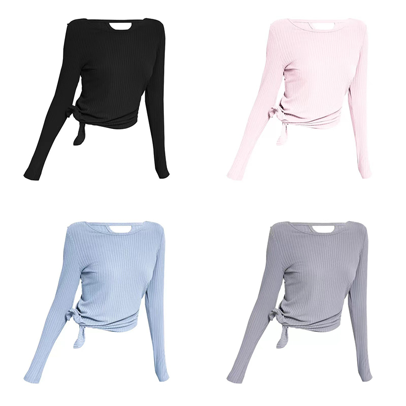 

Yoga T-shirt Womens Tops Navel-exposing Sports Long-sleeved Breathable Dance Outfits Tights Tops Quick-drying T-shirts Running Fitness Clothes