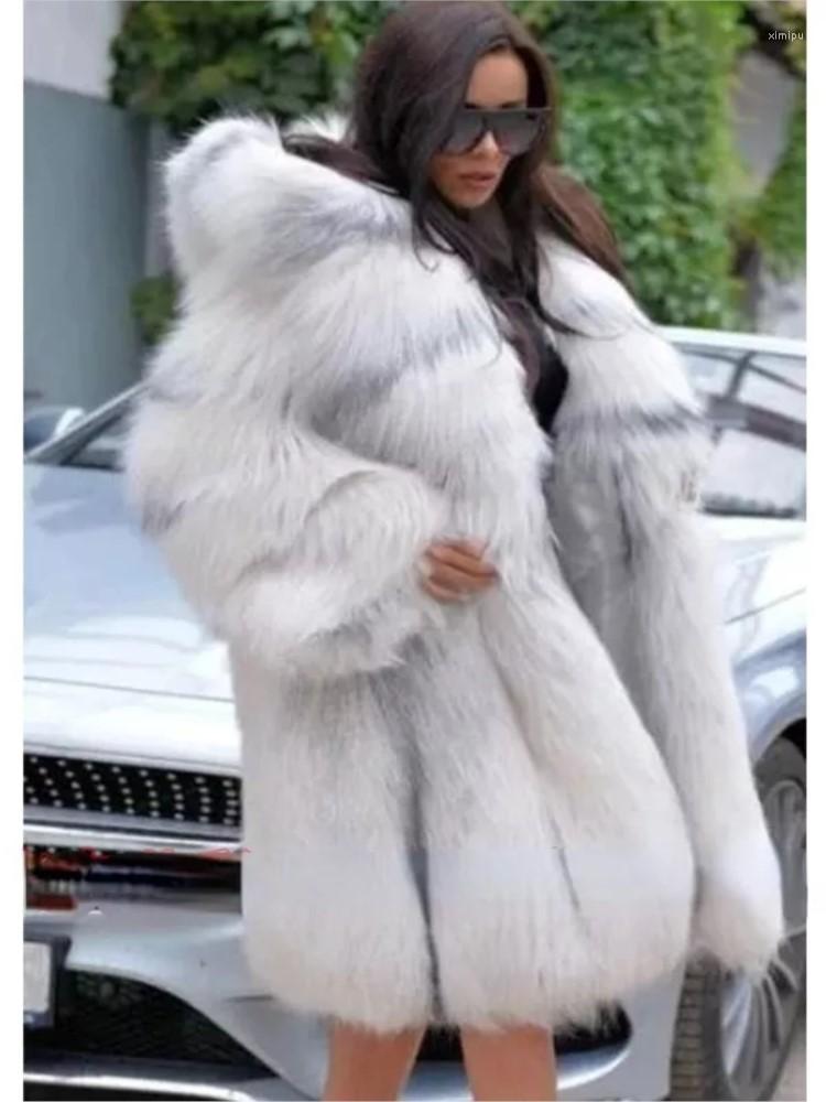 

Women' Fur Winter Longer Faux Warm Coat Long Sleeve Women' Hooded All-in-one -XXXXXL, Short brown fur