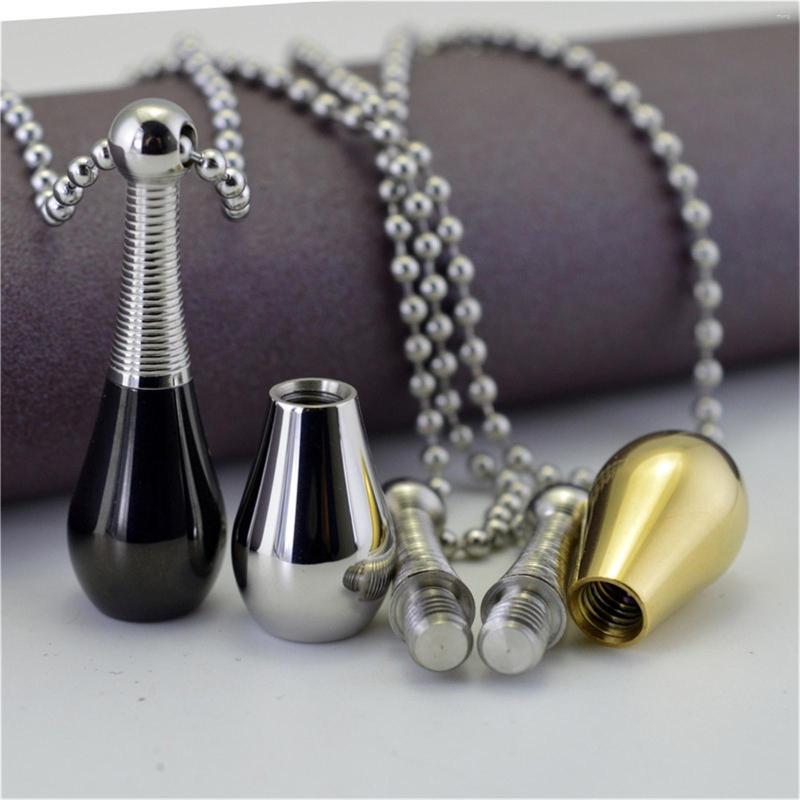 

Pendant Necklaces Perfume Bottle Necklace Titanium Stainless Steel Openable Storage Diffuser Tube Sweater Chain Men And Women Multi Color
