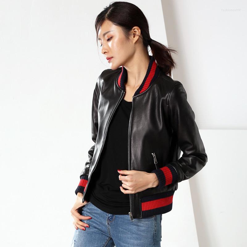 

Women' Leather Laides Moto Bliker Sheepskin Coat Female Genuine Jacket Women Winter Autumn Clothes 2022 Real LW1462, Black