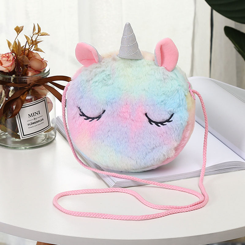 

Cartoon Unicorn Shoulder Bag Kids Girls Handbags Corduroy Square Belt Phone Purse Travel Fur Crossbody Bag, 07