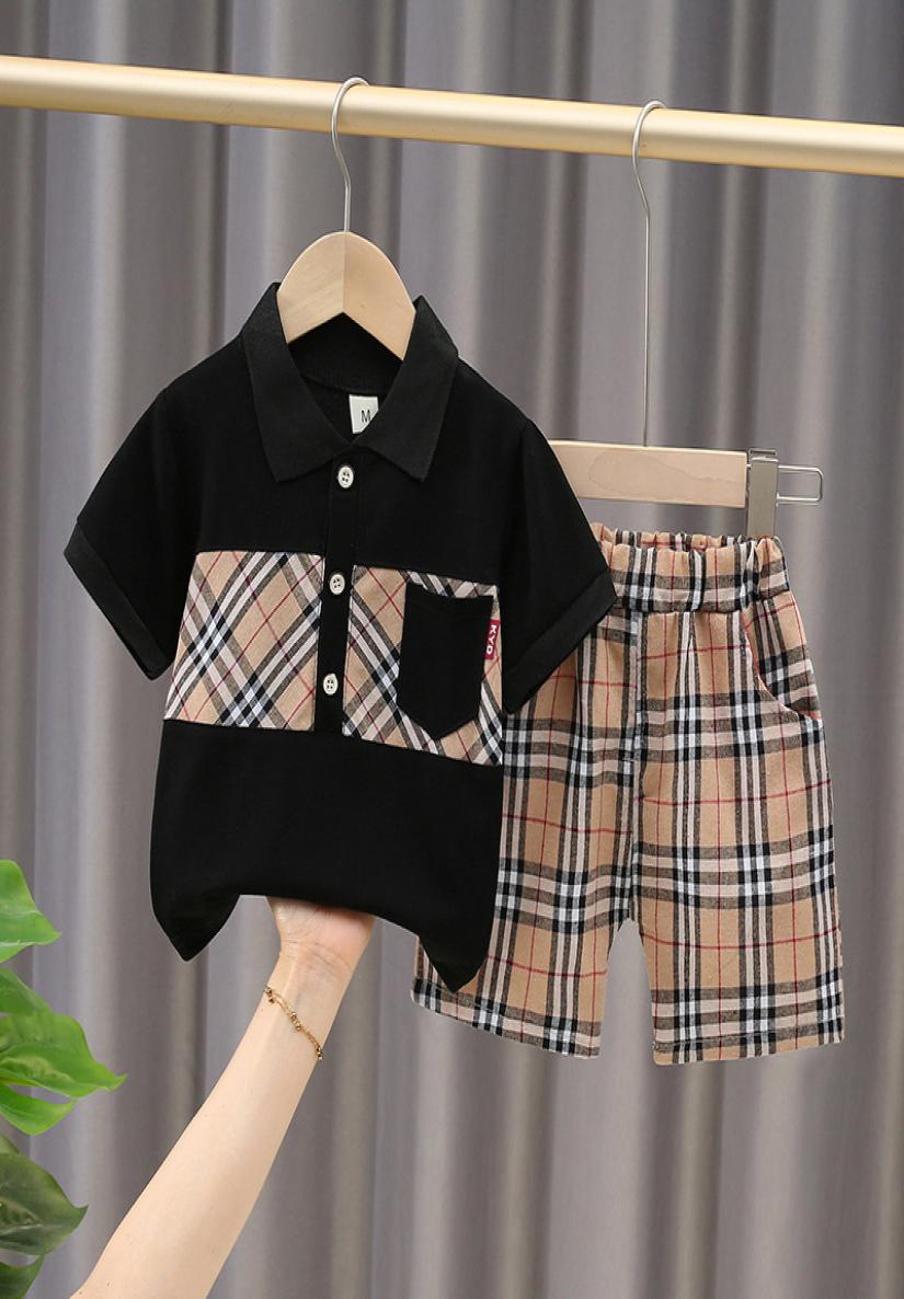 

Summer Clothing Sets Baby Boy Girl Clothes Outfit Suit Children 1 2 3 4 Years Kids Boys Sets Short sleeve Tshit Shorts Newborn 2P8965424, Black