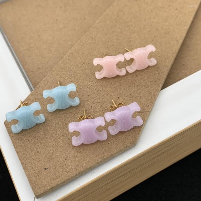 

Stud Earrings Colored Resin Candy Color Lovely Macaroon Light Luxury Net Red Temperament High-grade Feeling