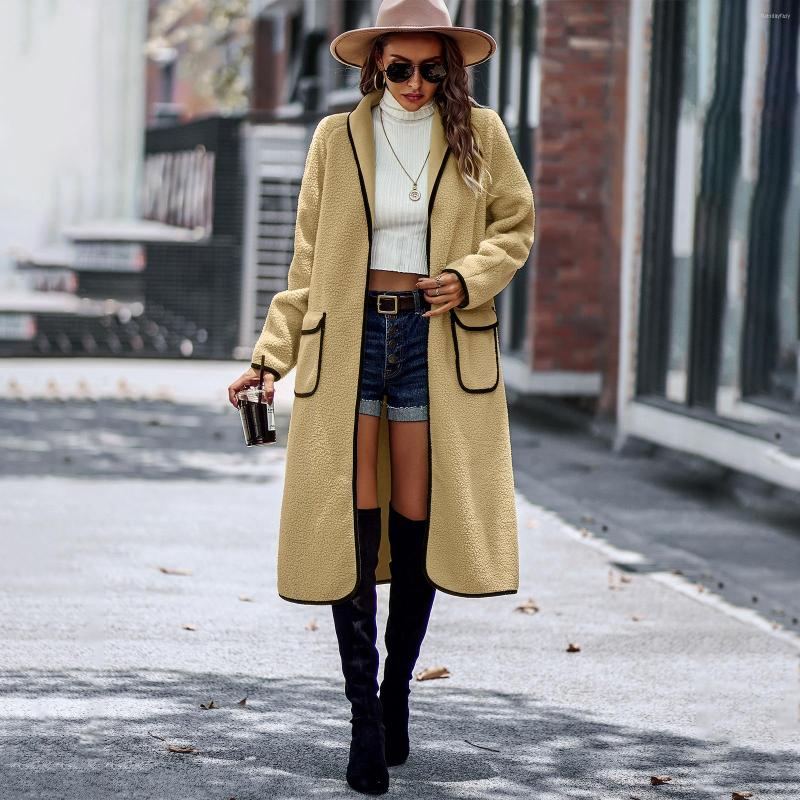 

Women' Jackets Womens Long Coat Autumn Winter Solid Color Lapel Casual Coats Sleeve Oversized Jacket, Black