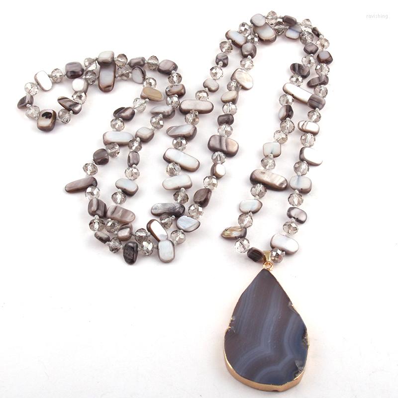 

Pendant Necklaces Fashion Glass Crystal/Shell Long Knotted Agat Drop