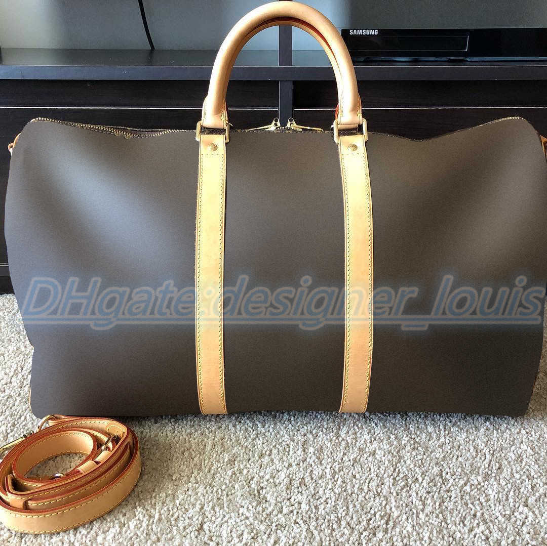 

Top quality Lvity Women's men Crossbody free Duffel KEEPALL 45 50 55 Bag tote classic leather M40605 Luggage large Luxury Designer Shoulder Bags, Mon0gram black shoulder
