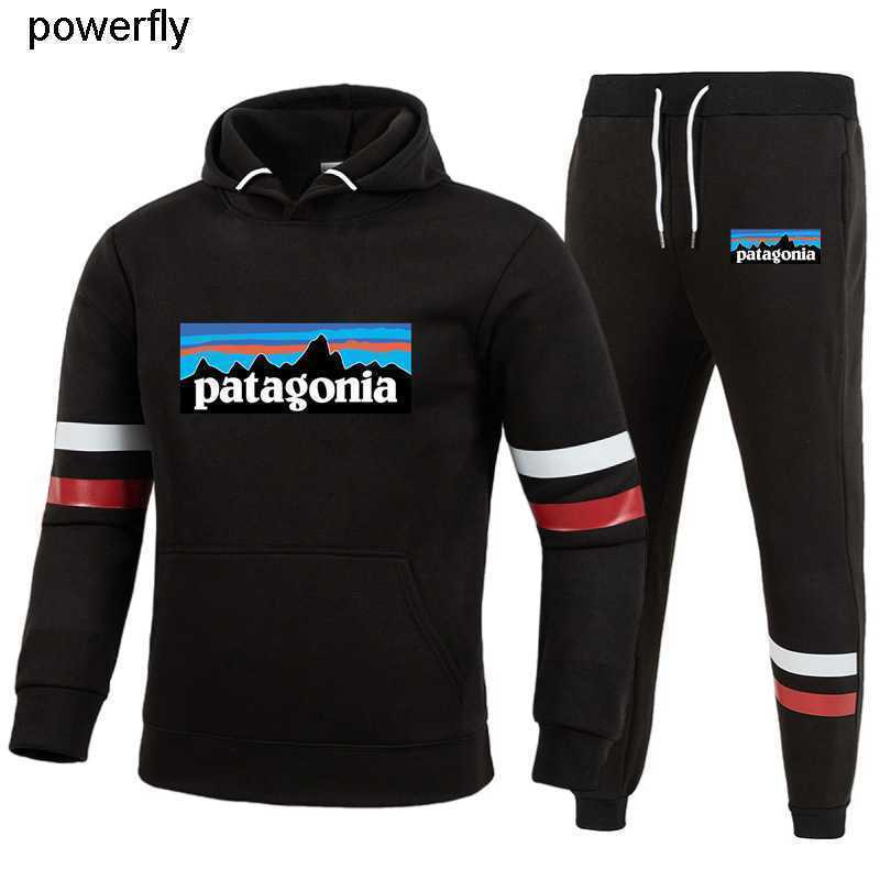 Men's Tracksuits designer Patagonias printed sweater set Plush fashion Hooded Sweater suit