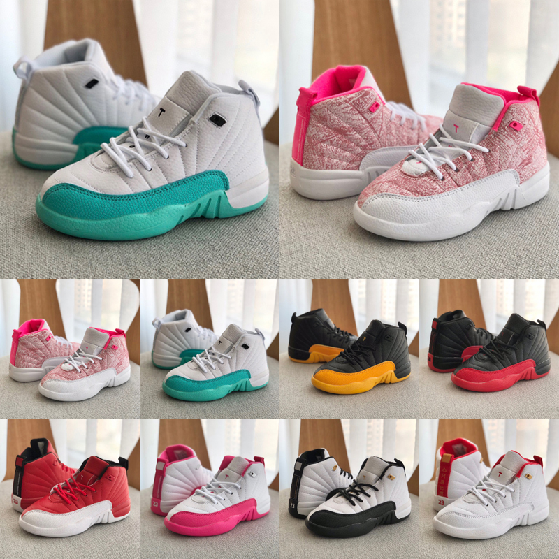 

Kids Basketball Shoes Jumpman 12 12s XII Taxi Dark Grey Vivid Pink French Blue Gym Red the Master Flu Game Bordeaux Toddler Children Kid Boys Girls Sneakers Size 22-35, As photo 3