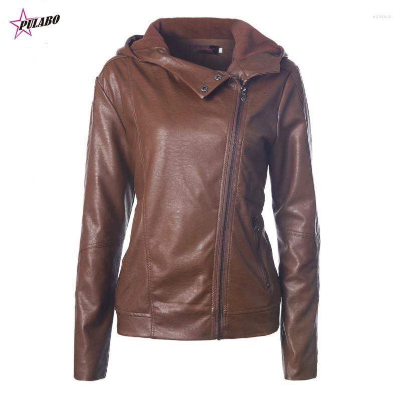 

Women' Leather 2022 Brown Fashion Women Smooth Motorcycle Faux Jackets Ladies Long Sleeve Autumn Winter Biker Streetwear Coat