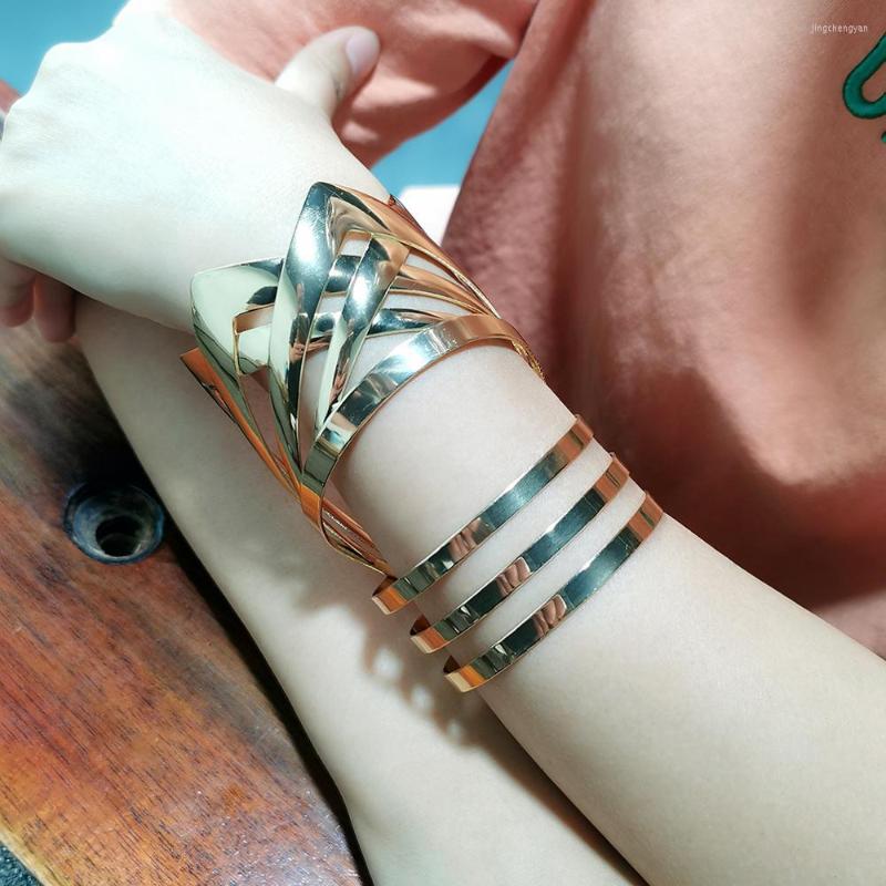 

Bangle Alloy Geometric Big Bracelet For Women Statement Metal Cuff Bracelets Accessories Femme Jewelry
