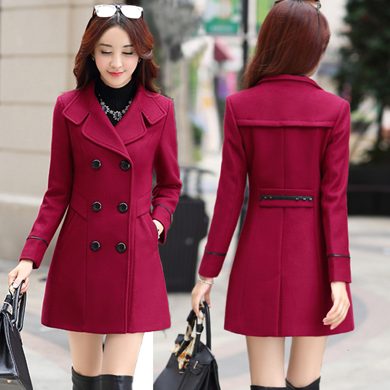 

Women's Wool Blends Spring Korean Slim en Outwear Women Coats Double Breasted Coat Overcoat Autumn Plus Size Womens Clothing 221114, Golden camel