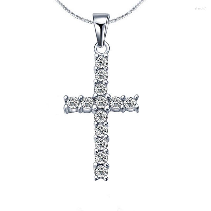 

Pendant Necklaces Fashion Cross Crystal Necklace For Women Wedding Jewelry Accessories Luxury Female Clavicle Chain
