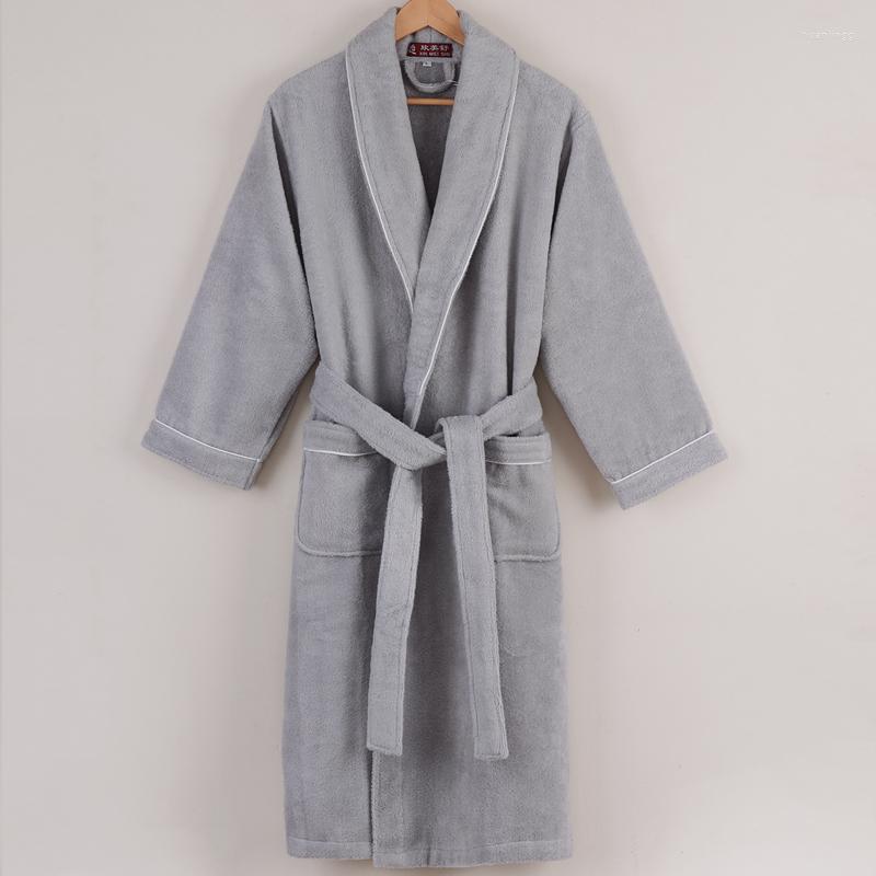 

Men's Sleepwear Men Bath Robe Men's Gown Cotton Long Thicken Warm Women Nightgown Home Towel Fleece Autumn Winter Grey Blue, White