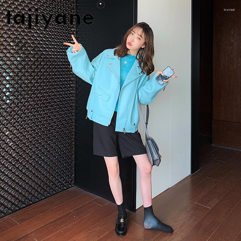

Women' Leather Tajiyane Women' Jacket Made Of Genuine 2022 Spring Autumn Natural Sheepskin Coats Woman Jackets Korean Style Ropa TN413, Purple