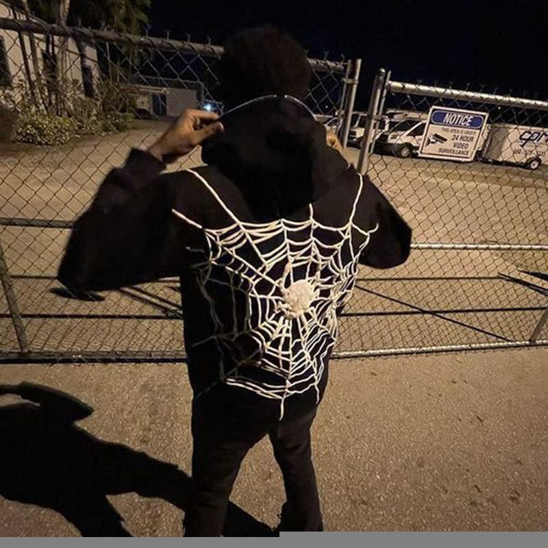 

Men's Hoodies Sweatshirts Goth Men clothing Sweatshirt Hoodie Full back spider web Print Streetwear Harajuku Y2k Pullover Winter Hoodies Casual Zip Jacket T221114, Pink