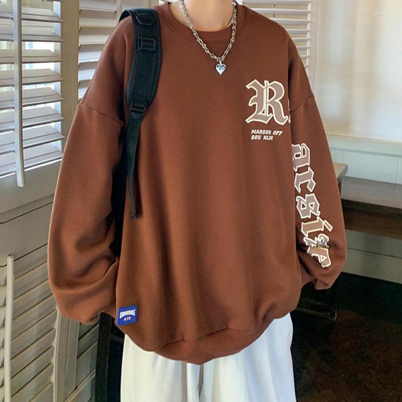

Men's Hoodies Fashion Men Sweatshirts Korean Clothing Round Collar Autumn Male Loose Hoodie Brand Casual 2022 Pullovers Letter Print, White