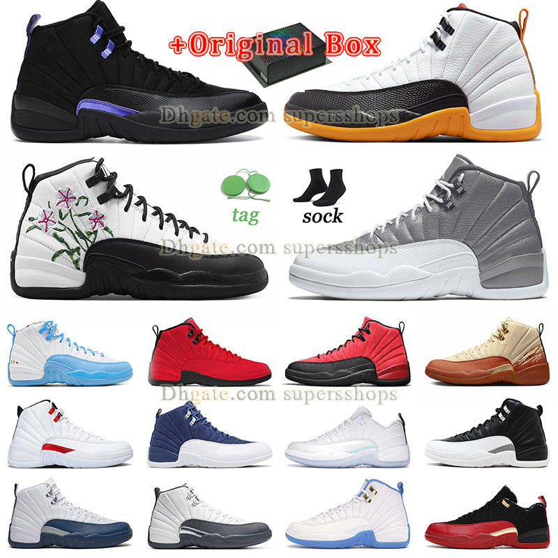

New 25 Years in China Basketball Shoes Jumpman 12 OG High With Box US12 US13 Mens Womens GS Floral OV White Playoffs Flu Game Hyper Royal Twist Eur 36-47 Sneakers Trainers, P26 40-47 flu game
