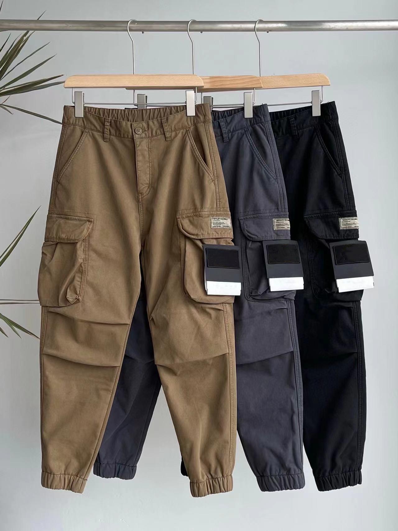 

Winter Men's Cargo Pants Cotton Streetwear Pockets Sweat Pants Casual Trousers Mens Fashion Style, Yellow