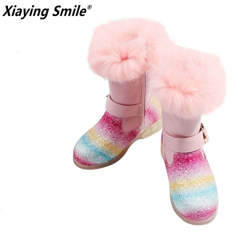 

Boots Fashion Children Winter Shoes Girls with Glitter Princess Cute Cotton Baby Toddler Snow Kids Long Bling 221113, Style 2