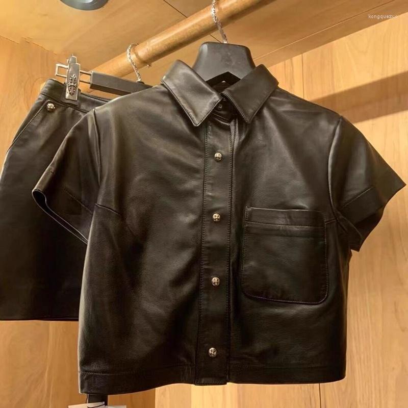 

Women' Leather Natural Women Jacket Sheepskin 2023 Fashion Lamb Coat H427, Black